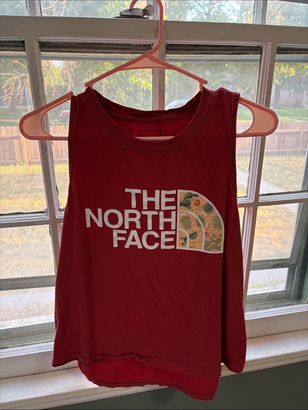 The North Face Red Logo Tank with Patterned Arch